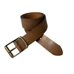 British Belt Company Leather Belt Mens 36 Brown Brass Buckle 1.75in Distressed